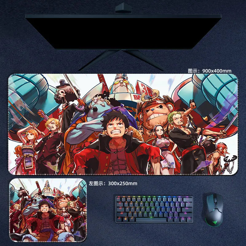 One Piece Mauspad Luffy Zoro Sanji Robin Nami Law Anime Manga PU Leder Mauspad Computer Tastatur Pad Zubehör Schreibtischunterlage
