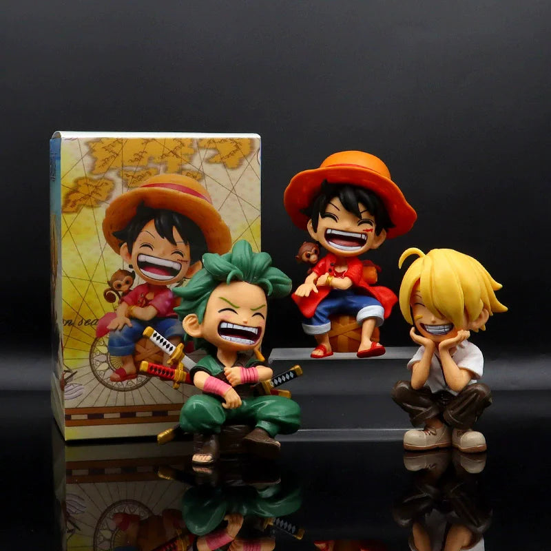 One Piece Anime Figur Lachender Schlüsselanhänger Luffy Kawaii Sanji Zoro Autoornamente Desktop-Dekoration Sammlung Puppe Geschenkmodell