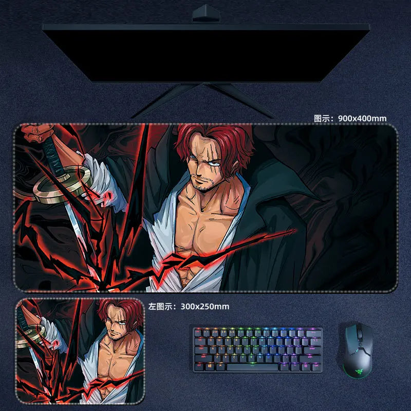 One Piece Mauspad Luffy Zoro Sanji Robin Nami Law Anime Manga PU Leder Mauspad Computer Tastatur Pad Zubehör Schreibtischunterlage