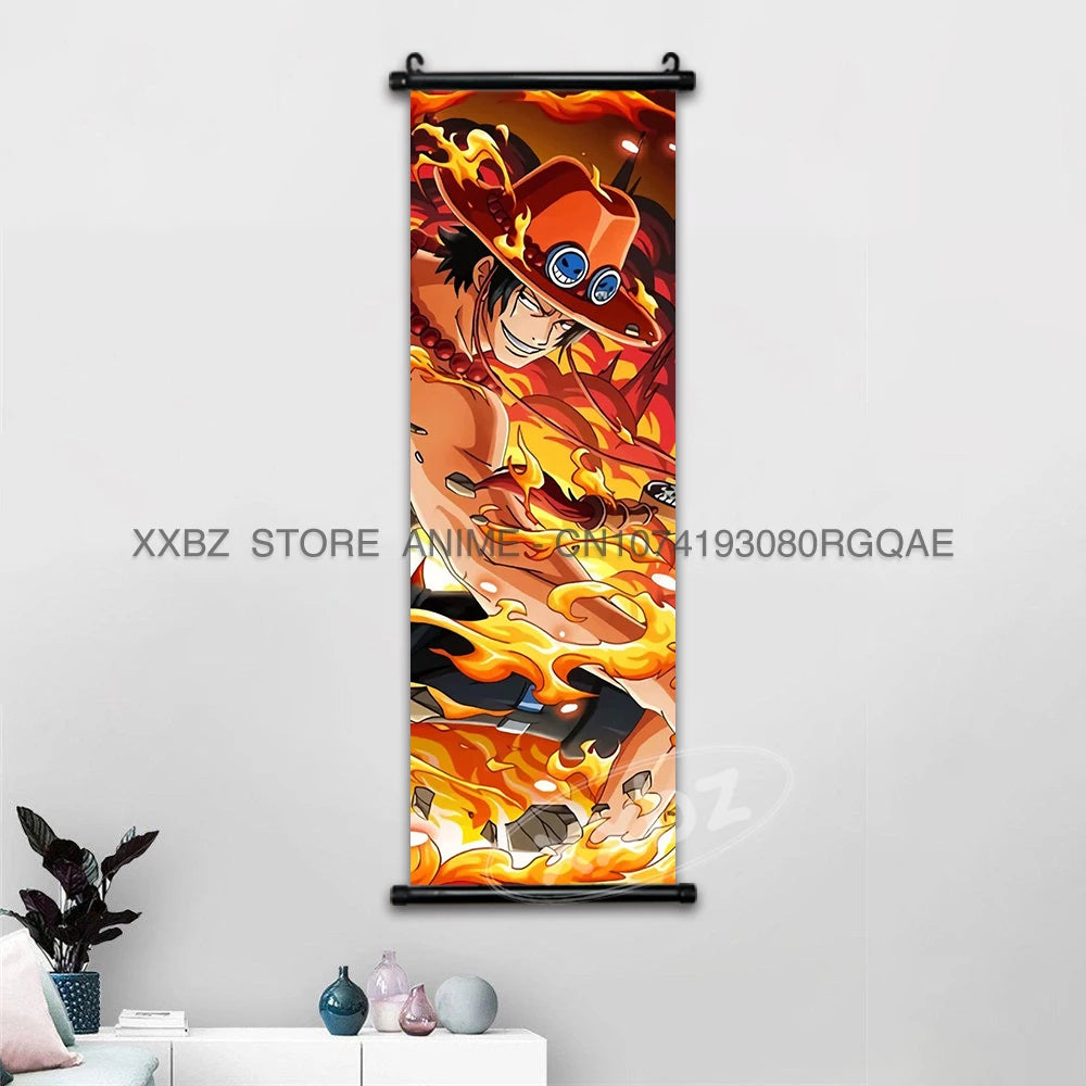 ONE PIECE Scrolls Picture Anime Canvas Hanging Painting Luffy Poster Zoro Home Decor Nami Wall Art Ace Cartoon Robin wallpaper - One Piece Merchandise - Free Shipping Buy Now