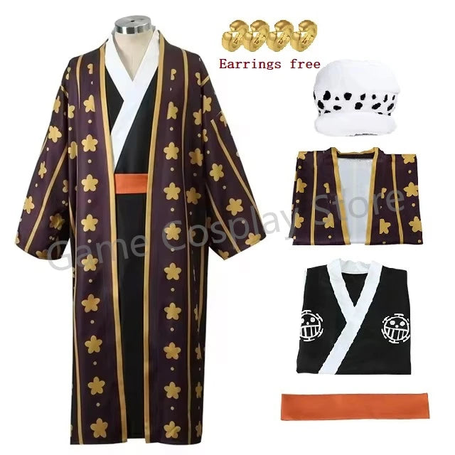 Trafalgar Law Cosplay Costume Anime Figures Digital Printing Kimono Uniform Full Set Halloween Carnival Party Suit Man - One Piece Merchandise - Free Shipping Buy Now