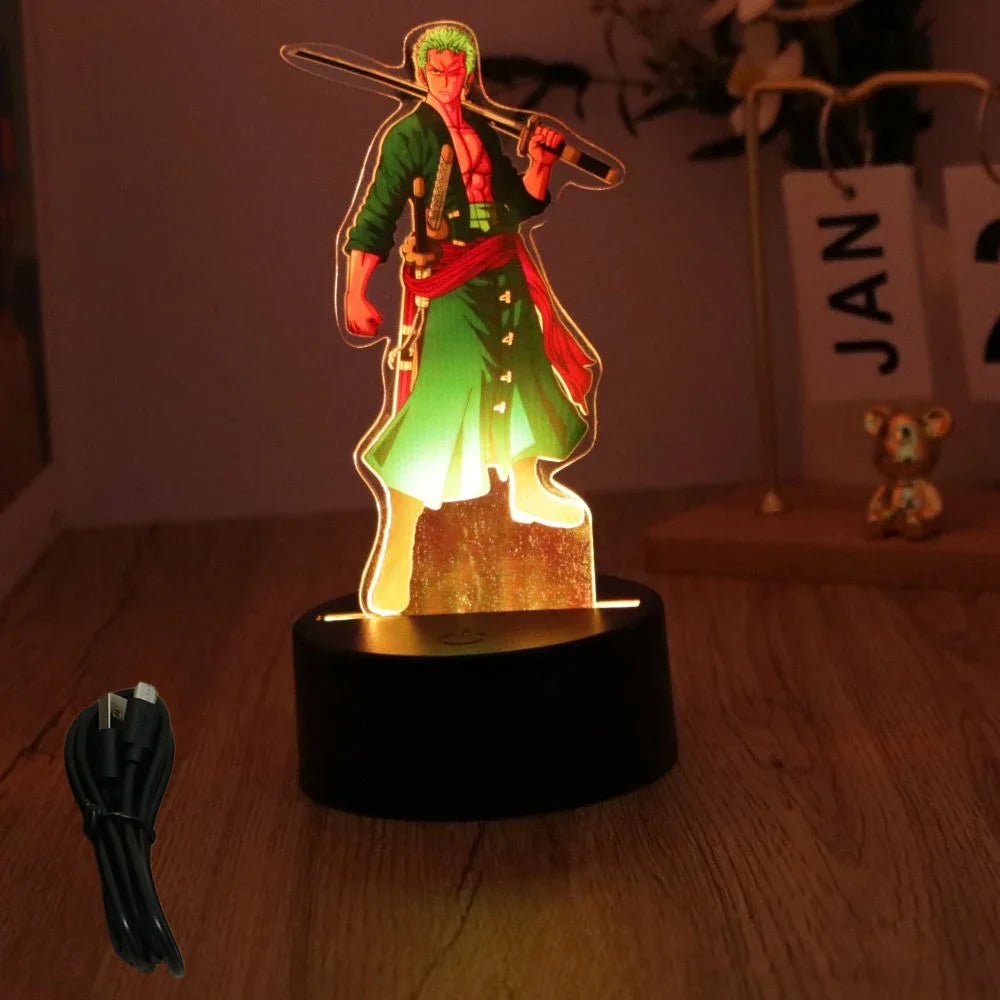 Actions Figure One Piece Luffy Zoro Anime Figures 3D Lamp PVC Action Collection Model Toys LED Night Light Kid Christmas Gift - One Piece Merchandise - Free Shipping Buy Now