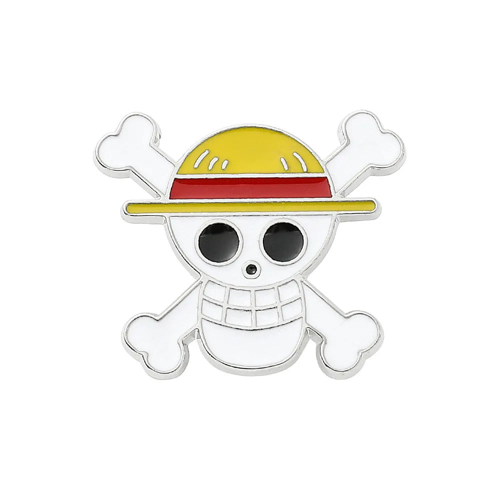 One Piece Emaille-Broschen Cartoon Luffy Zoro Nami Chopper Sanji Lysop Anime Actionfiguren Metallabzeichen Rucksack Anstecknadeln Spielzeug