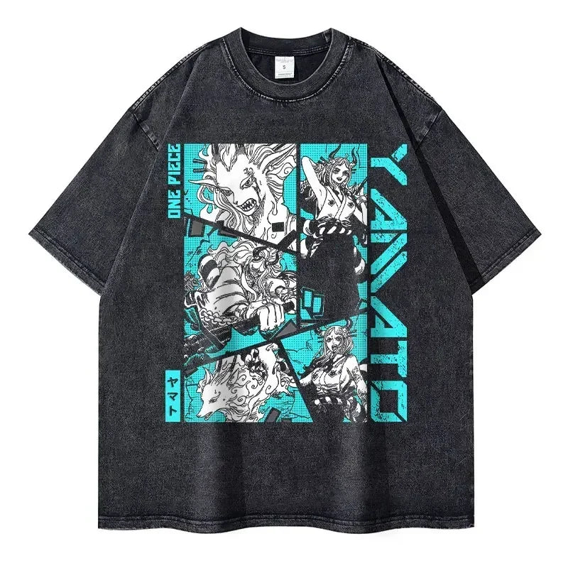 Roronoa Zoro T-shirts One P-Piece T-shirt Vintage Washed Anime Streetwear Oversized L-Luffy Manga Tops Tees 100% Cotton - One Piece Merchandise - Free Shipping Buy Now