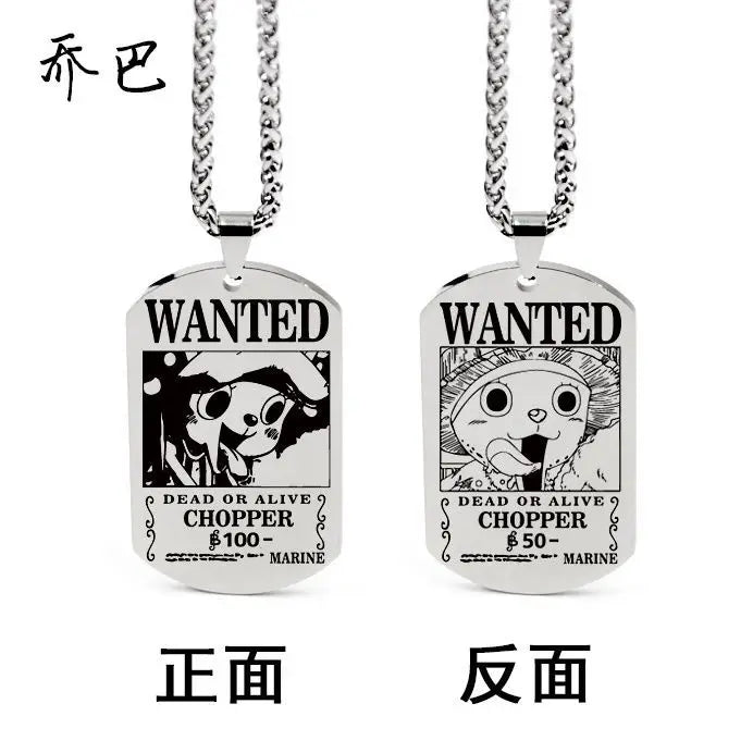 Anime One Piece Necklace Luffy Ace Chopper Zoro Sanji Wanted Pendant Men Women Couples Necklace Fashion Accessories Xmas gift - One Piece Merchandise - Free Shipping Buy Now