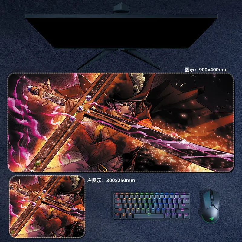 One Piece Mauspad Luffy Zoro Sanji Robin Nami Law Anime Manga PU Leder Mauspad Computer Tastatur Pad Zubehör Schreibtischunterlage