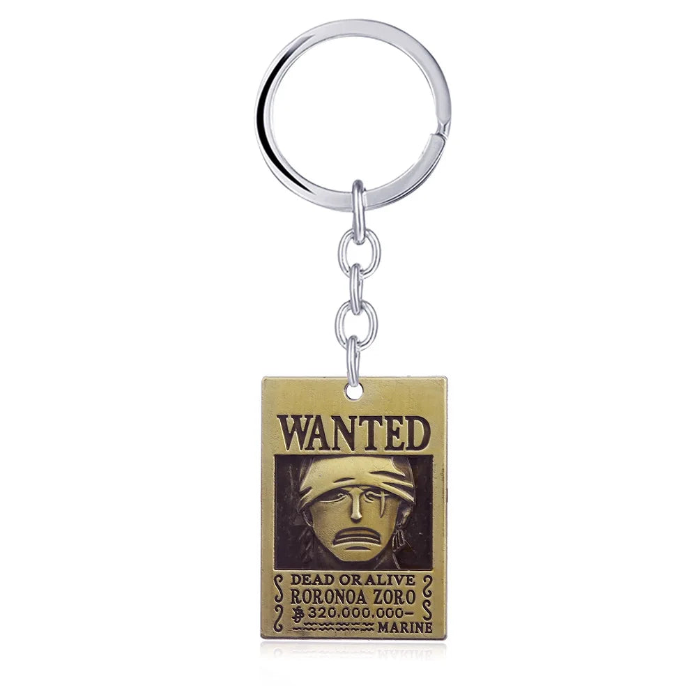 Porte-clés en métal avec affiche de recherche One Piece, Luffy Ace, Sanji, Nami, Robin, Zoro, Chopper, Trafalgar Law, pendentifs pour voiture