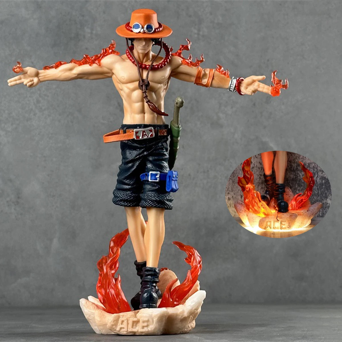 Manga One Piece Portgas D Ace Anime Figure 28cm PVC Action Figures Gk Figurine With Light Statue Model Kids Christmas Toys Gifts - One Piece Merchandise - Free Shipping Buy Now