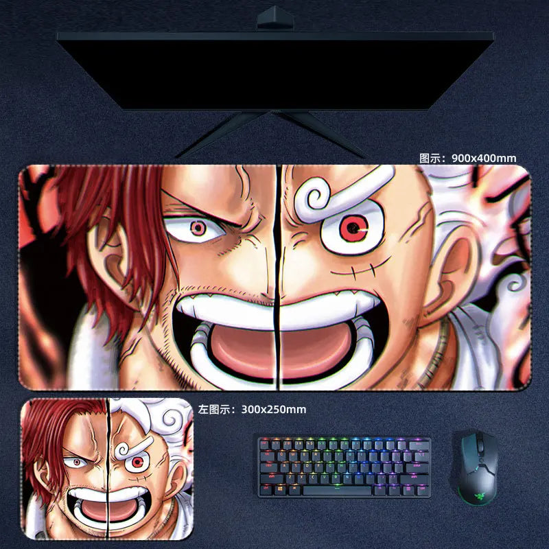 One Piece Mauspad Luffy Zoro Sanji Robin Nami Law Anime Manga PU Leder Mauspad Computer Tastatur Pad Zubehör Schreibtischunterlage