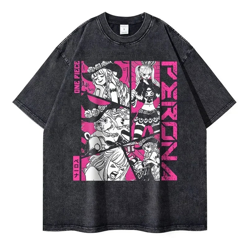 Roronoa Zoro T-shirts One P-Piece T-shirt Vintage Washed Anime Streetwear Oversized L-Luffy Manga Tops Tees 100% Cotton - One Piece Merchandise - Free Shipping Buy Now