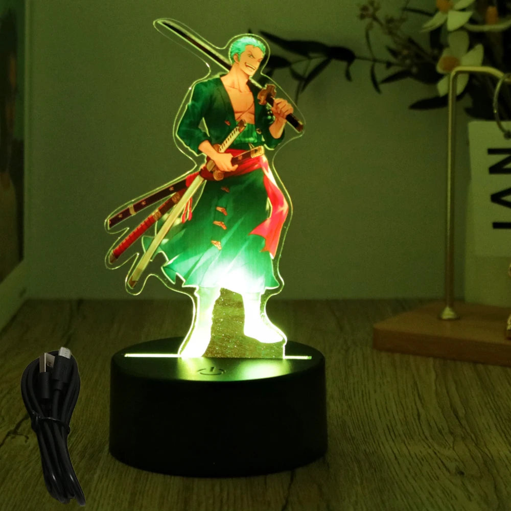 Actions Figure One Piece Luffy Zoro Anime Figures 3D Lamp PVC Action Collection Model Toys LED Night Light Kid Christmas Gift - One Piece Merchandise - Free Shipping Buy Now