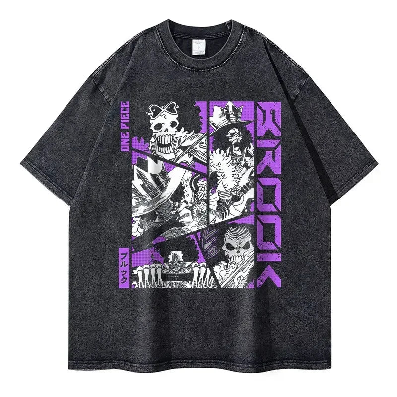 Roronoa Zoro T-shirts One P-Piece T-shirt Vintage Washed Anime Streetwear Oversized L-Luffy Manga Tops Tees 100% Cotton - One Piece Merchandise - Free Shipping Buy Now