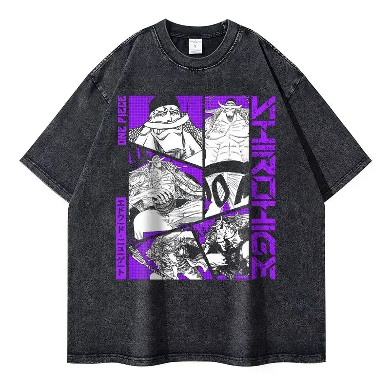 Roronoa Zoro T-shirts One P-Piece T-shirt Vintage Washed Anime Streetwear Oversized L-Luffy Manga Tops Tees 100% Cotton - One Piece Merchandise - Free Shipping Buy Now