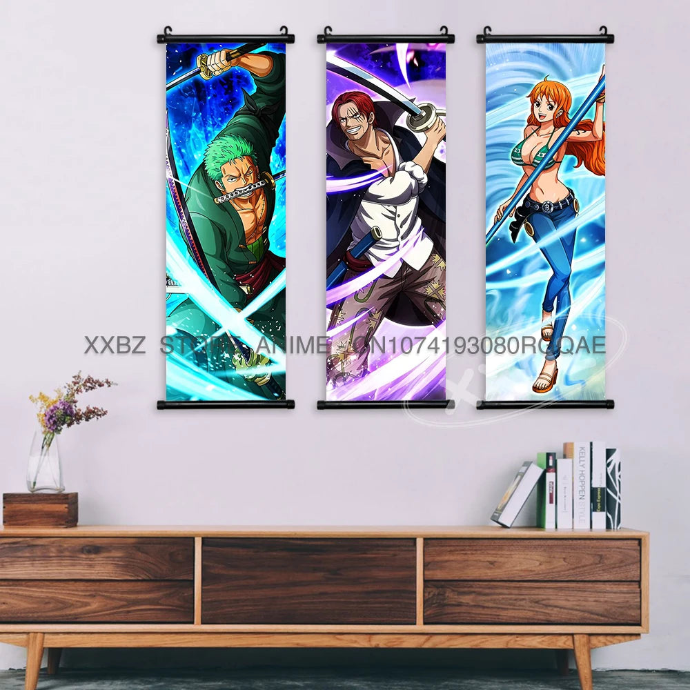ONE PIECE Scrolls Picture Anime Canvas Hanging Painting Luffy Poster Zoro Home Decor Nami Wall Art Ace Cartoon Robin wallpaper - One Piece Merchandise - Free Shipping Buy Now