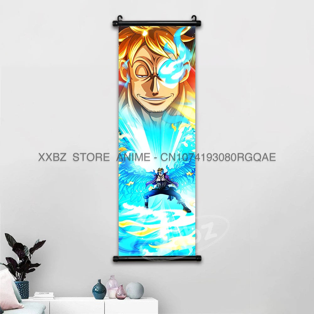 ONE PIECE Scrolls Picture Anime Canvas Hanging Painting Luffy Poster Zoro Home Decor Nami Wall Art Ace Cartoon Robin wallpaper - One Piece Merchandise - Free Shipping Buy Now