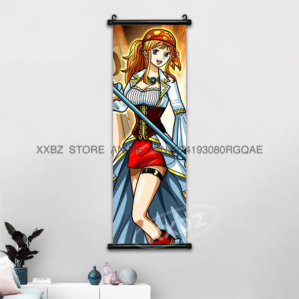 ONE PIECE Scrolls Picture Anime Canvas Hanging Painting Luffy Poster Zoro Home Decor Nami Wall Art Ace Cartoon Robin wallpaper - One Piece Merchandise - Free Shipping Buy Now