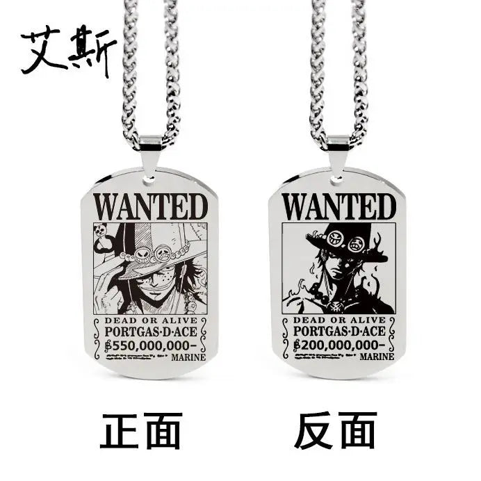 Anime One Piece Necklace Luffy Ace Chopper Zoro Sanji Wanted Pendant Men Women Couples Necklace Fashion Accessories Xmas gift - One Piece Merchandise - Free Shipping Buy Now