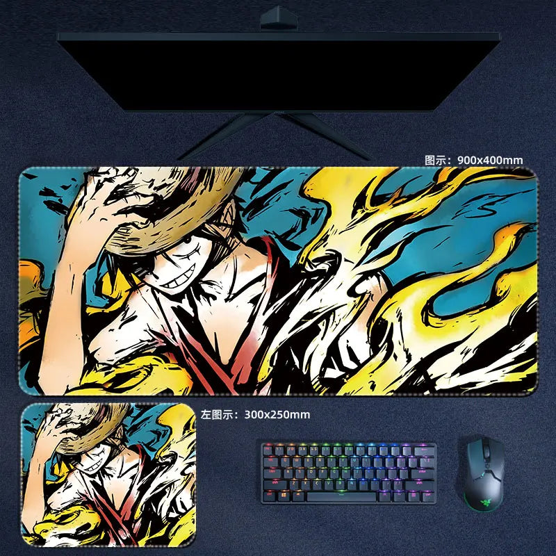 One Piece Mauspad Luffy Zoro Sanji Robin Nami Law Anime Manga PU Leder Mauspad Computer Tastatur Pad Zubehör Schreibtischunterlage