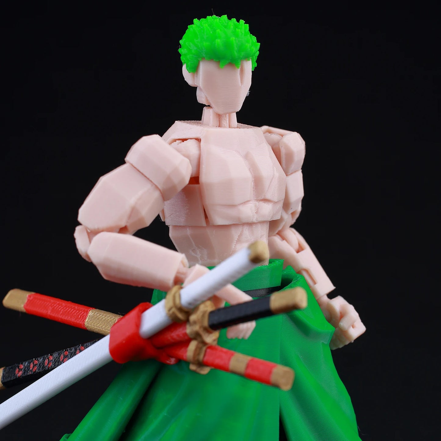 9L 3D-gedruckte Roronoa Zoro One Piece Lucky Dummy, 13 bewegliche Shapeshift-Actionfiguren, Schaufensterpuppen-Spielzeug für Anime-Liebhaber
