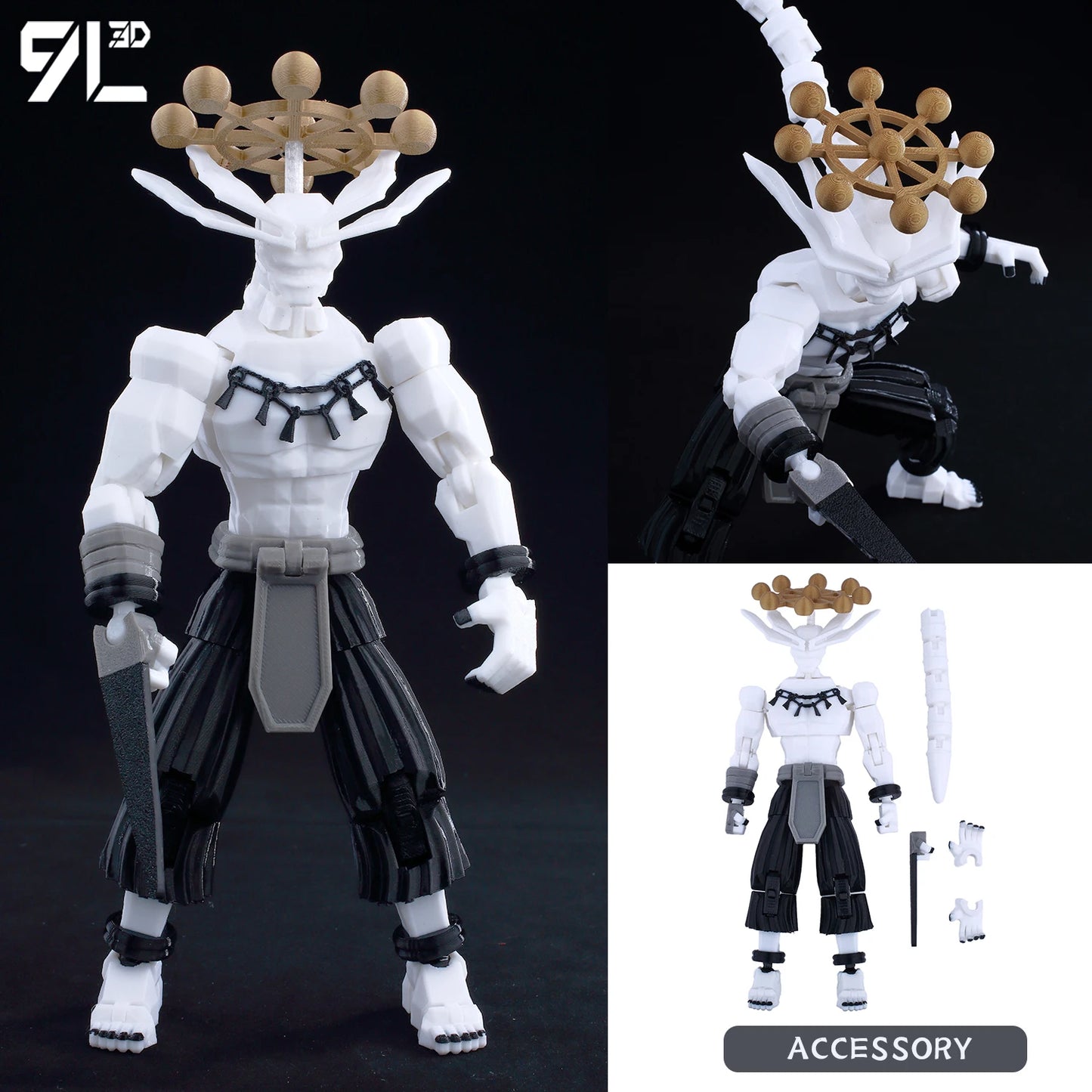 9L 3D-gedruckte Roronoa Zoro One Piece Lucky Dummy, 13 bewegliche Shapeshift-Actionfiguren, Schaufensterpuppen-Spielzeug für Anime-Liebhaber
