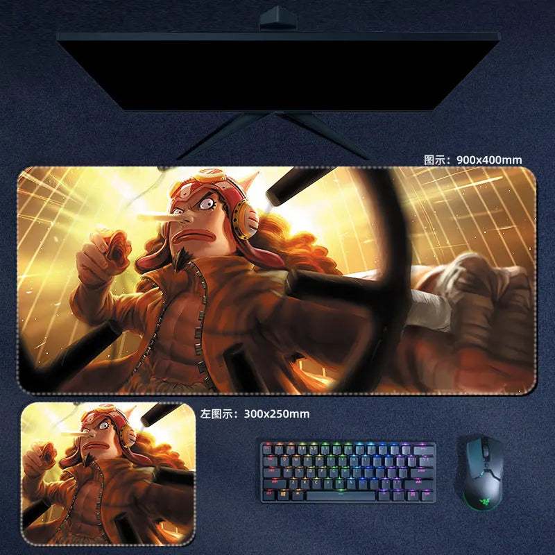 One Piece Mauspad Luffy Zoro Sanji Robin Nami Law Anime Manga PU Leder Mauspad Computer Tastatur Pad Zubehör Schreibtischunterlage