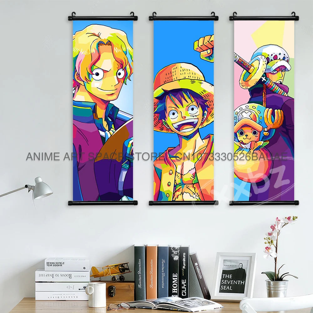 ONE PIECE Hanging Painting Anime Scrolls Picture Law Home Decor Prints Nami Wall Art Luffy Poster Roronoa Zoro Canvas Nico Robin