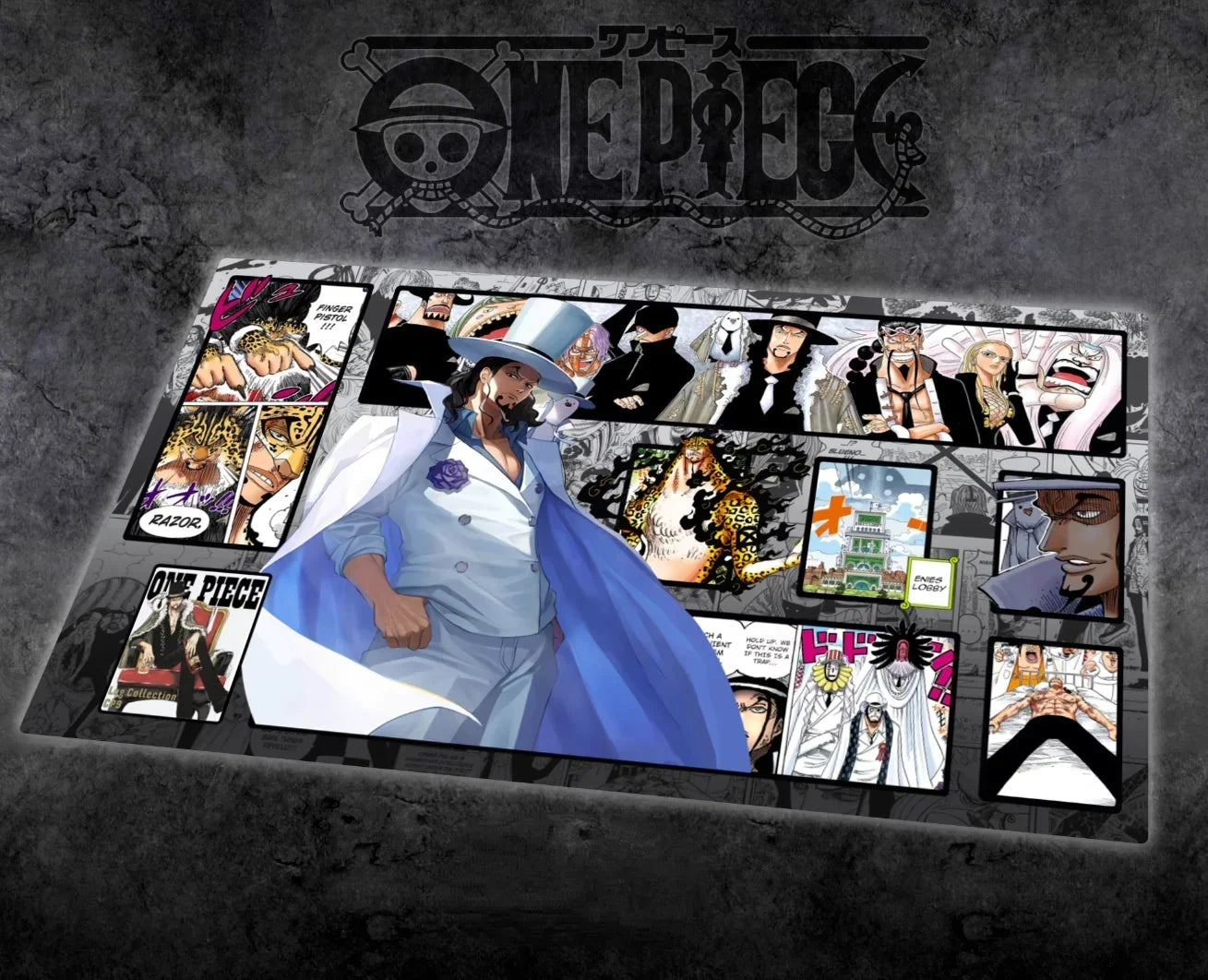 OPCG One Piece Dedizierte SPIELKARTEN-Spielmatte Battle Against Rebecca Roronoa Zoro Trafalgar Law Comic-Serie Spielzeuggeschenke 60 * 35 cm