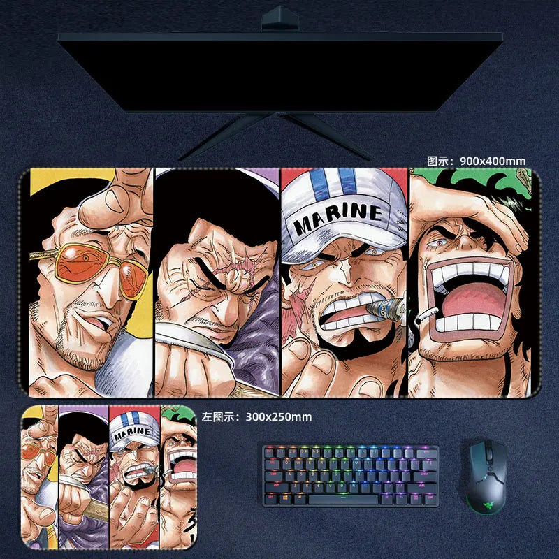 One Piece Mauspad Luffy Zoro Sanji Robin Nami Law Anime Manga PU Leder Mauspad Computer Tastatur Pad Zubehör Schreibtischunterlage