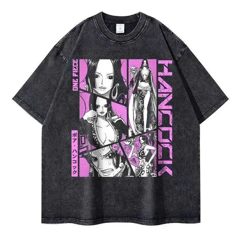 Roronoa Zoro T-shirts One P-Piece T-shirt Vintage Washed Anime Streetwear Oversized L-Luffy Manga Tops Tees 100% Cotton - One Piece Merchandise - Free Shipping Buy Now