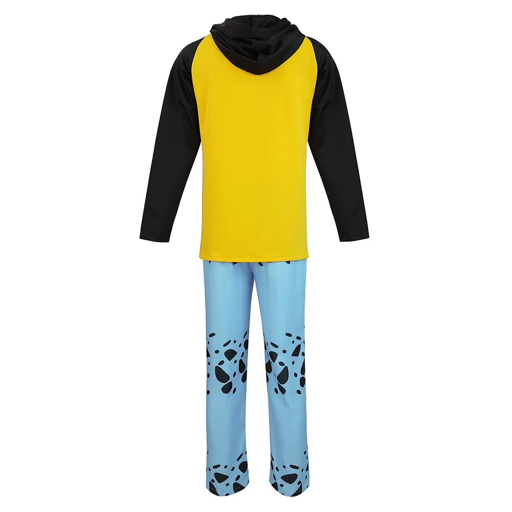 Trafalgar Law Cosplay Hoodie Hose Hut Kostüm Anime One Cos Piece Fantasia Luffy Outfits Halloween Verkleidungsanzug für Erwachsene Männer