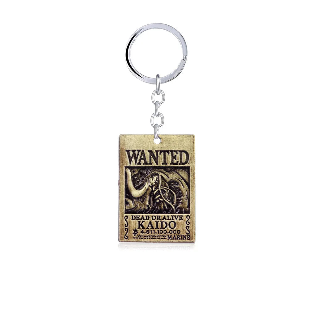 Porte-clés en métal avec affiche de recherche One Piece, Luffy Ace, Sanji, Nami, Robin, Zoro, Chopper, Trafalgar Law, pendentifs pour voiture
