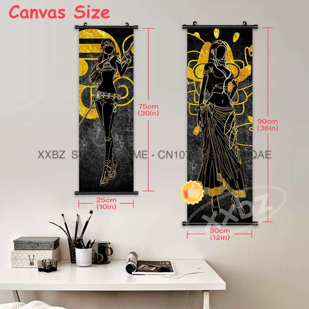 ONE PIECE Scrolls Pictures Canvas Luffy Hanging Paintings Nami Wall Art Zoro Anime Posters Sanji Latest Bedroom Robin Home Decor - One Piece Merchandise - Free Shipping Buy Now