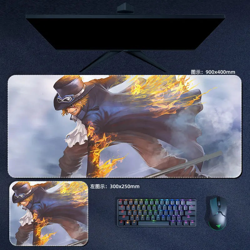 One Piece Mauspad Luffy Zoro Sanji Robin Nami Law Anime Manga PU Leder Mauspad Computer Tastatur Pad Zubehör Schreibtischunterlage