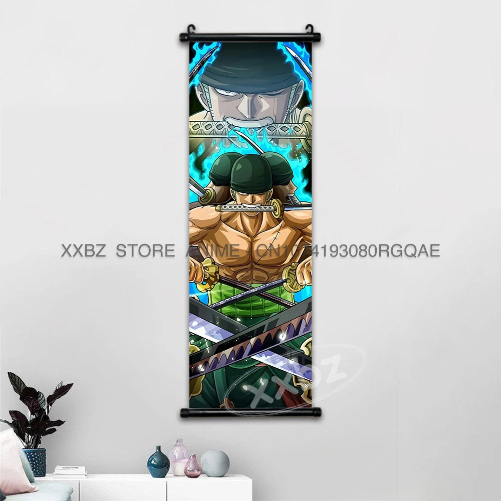 ONE PIECE Scrolls Picture Anime Canvas Hanging Painting Luffy Poster Zoro Home Decor Nami Wall Art Ace Cartoon Robin wallpaper - One Piece Merchandise - Free Shipping Buy Now