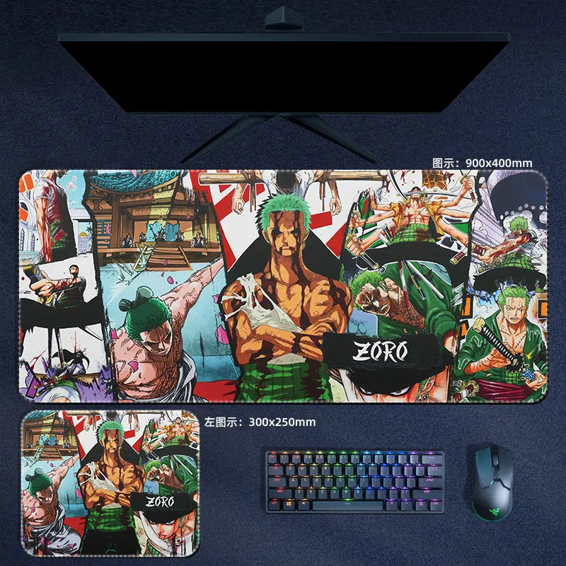 One Piece Mauspad Luffy Zoro Sanji Robin Nami Law Anime Manga PU Leder Mauspad Computer Tastatur Pad Zubehör Schreibtischunterlage