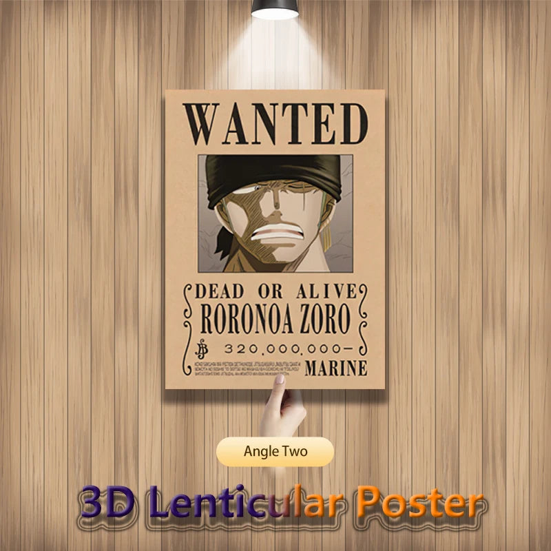 One Piece Anime 3D-Linsenraster-Poster, Luffy Zoro Sanji, Flip-Farbverlaufsdruck, Geschenke, Raumdekoration, Wandkunst (ohne Rahmen)