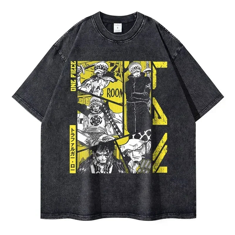 Roronoa Zoro T-shirts One P-Piece T-shirt Vintage Washed Anime Streetwear Oversized L-Luffy Manga Tops Tees 100% Cotton - One Piece Merchandise - Free Shipping Buy Now