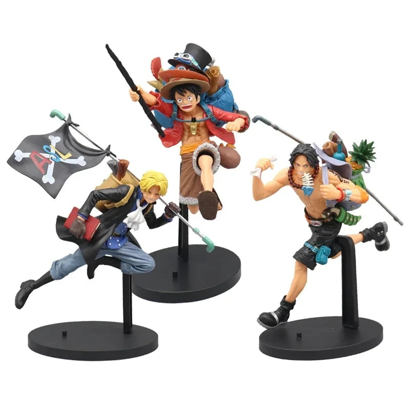 17cm One Piece Anime Figure Running Sabo Backpack Portgas D Ace Monkey D Luffy Action Figure Collection Model Ornaments Toy Gift - One Piece Merchandise - Free Shipping Buy Now