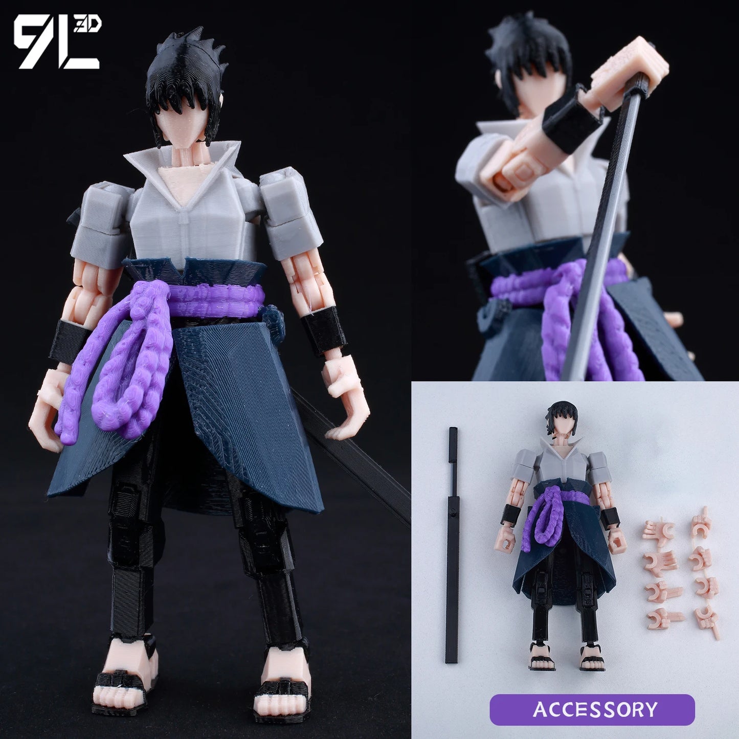 9L 3D-gedruckte Roronoa Zoro One Piece Lucky Dummy, 13 bewegliche Shapeshift-Actionfiguren, Schaufensterpuppen-Spielzeug für Anime-Liebhaber