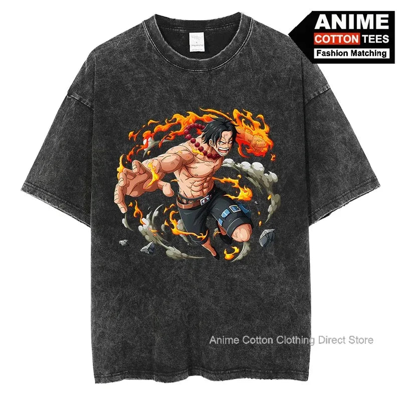 Portgas·D· Ace T Shirt Anime ONE PIECE Graphic Print T-shirt Y2k Harajuku Fashion Unisex Streetwear Tops Cotton Vintage Tees - One Piece Merchandise - Free Shipping Buy Now