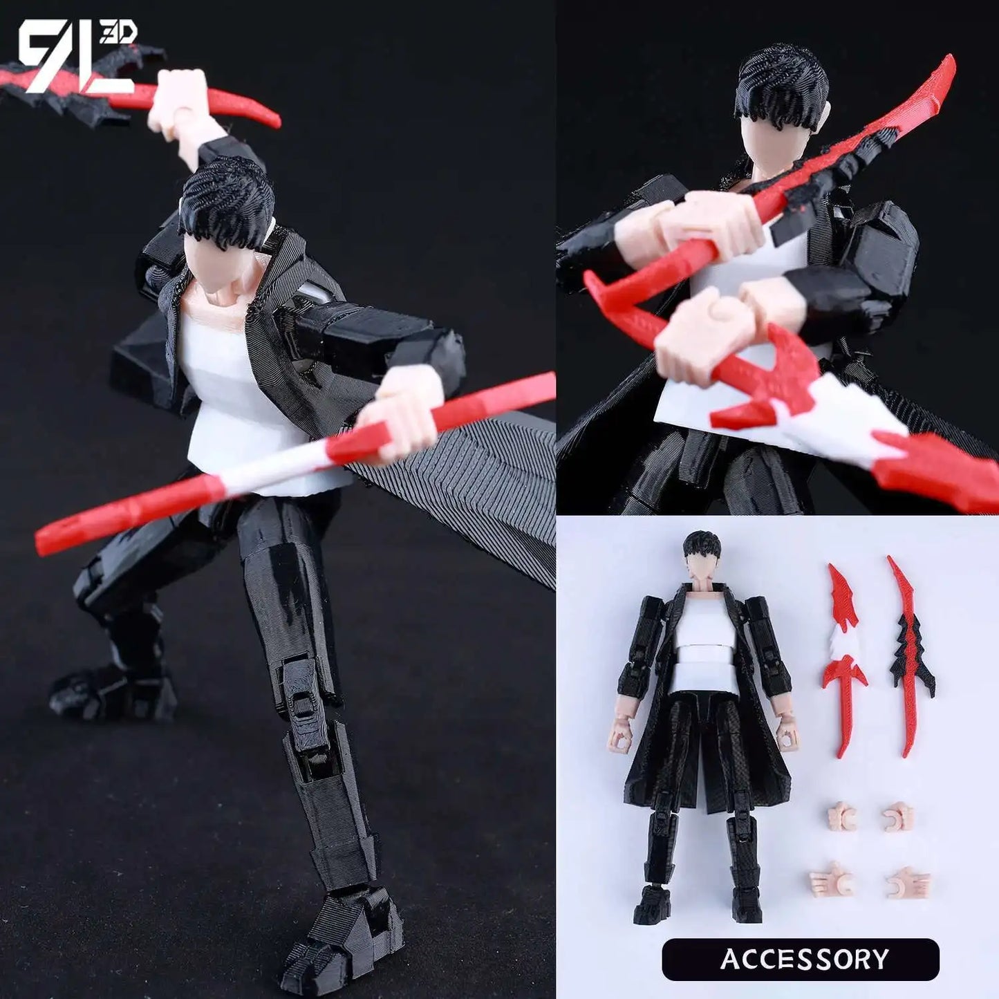 9L 3D-gedruckte Roronoa Zoro One Piece Lucky Dummy, 13 bewegliche Shapeshift-Actionfiguren, Schaufensterpuppen-Spielzeug für Anime-Liebhaber