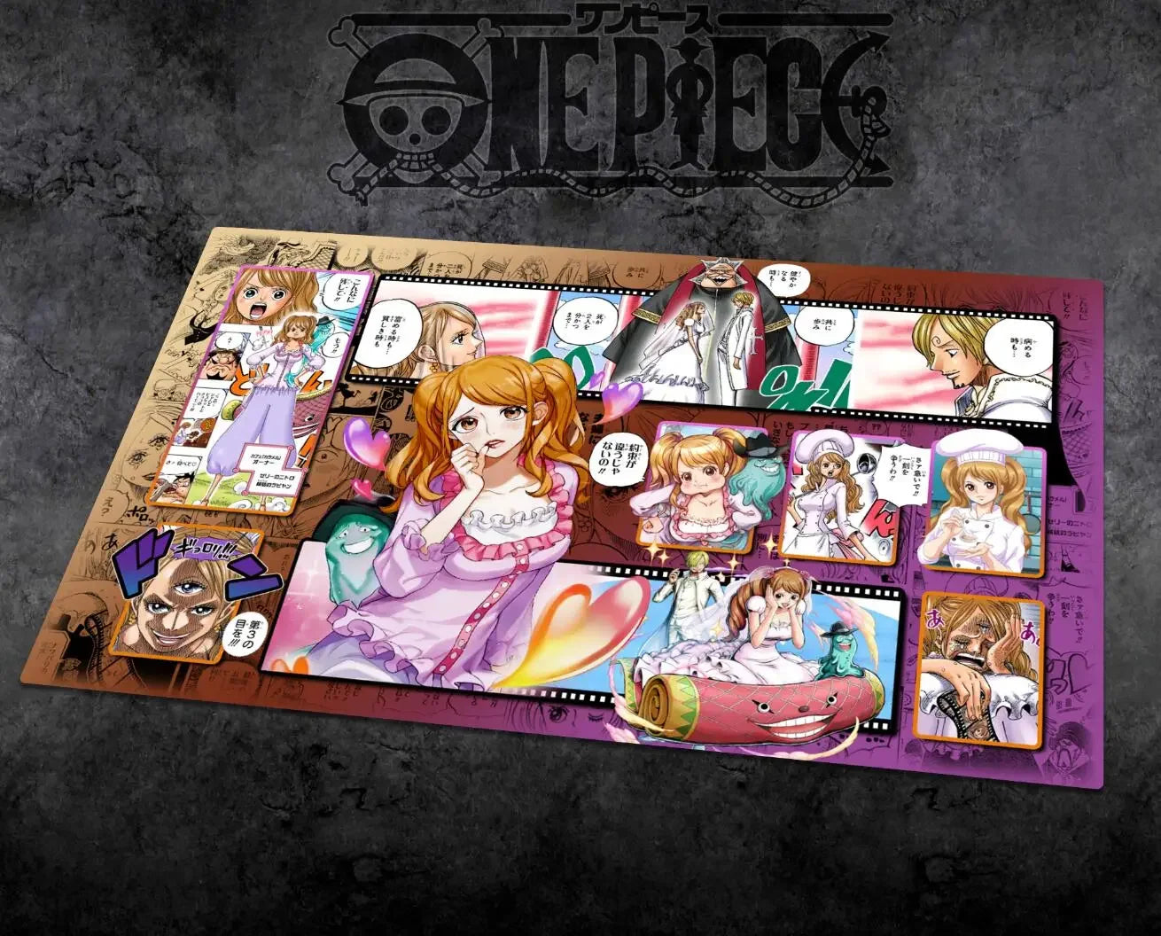 OPCG One Piece Dedizierte SPIELKARTEN-Spielmatte Battle Against Rebecca Roronoa Zoro Trafalgar Law Comic-Serie Spielzeuggeschenke 60 * 35 cm