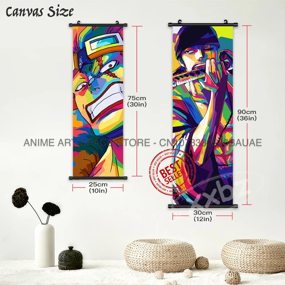 ONE PIECE Hanging Painting Anime Scrolls Picture Law Home Decor Prints Nami Wall Art Luffy Poster Roronoa Zoro Canvas Nico Robin