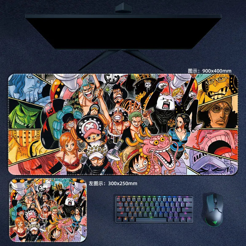 One Piece Mauspad Luffy Zoro Sanji Robin Nami Law Anime Manga PU Leder Mauspad Computer Tastatur Pad Zubehör Schreibtischunterlage