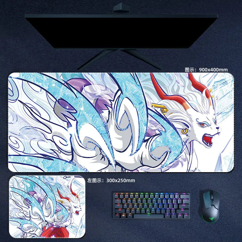 One Piece Mauspad Luffy Zoro Sanji Robin Nami Law Anime Manga PU Leder Mauspad Computer Tastatur Pad Zubehör Schreibtischunterlage