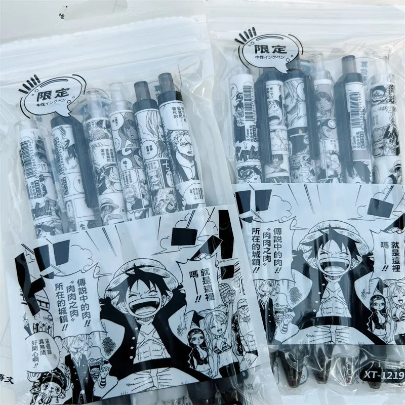 6Pcs Anime ONE PIECE 0.5mm Pens Luffy Zoro Sanji Nami Usopp Robi Gel Pens School Office Stationary Supplies Gifts Kids Toys - One Piece Merchandise - Free Shipping Buy Now
