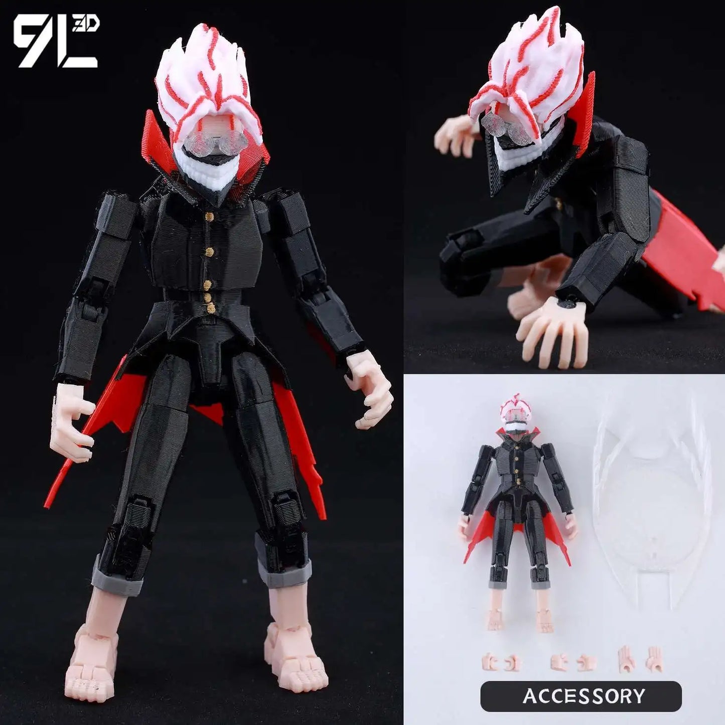 9L 3D-gedruckte Roronoa Zoro One Piece Lucky Dummy, 13 bewegliche Shapeshift-Actionfiguren, Schaufensterpuppen-Spielzeug für Anime-Liebhaber