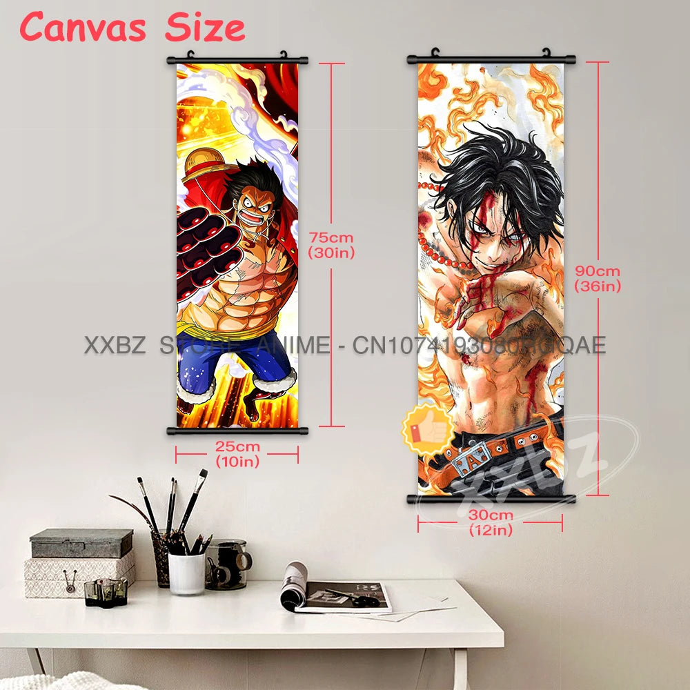 ONE PIECE Scrolls Picture Anime Canvas Hanging Painting Luffy Poster Zoro Home Decor Nami Wall Art Ace Cartoon Robin wallpaper - One Piece Merchandise - Free Shipping Buy Now