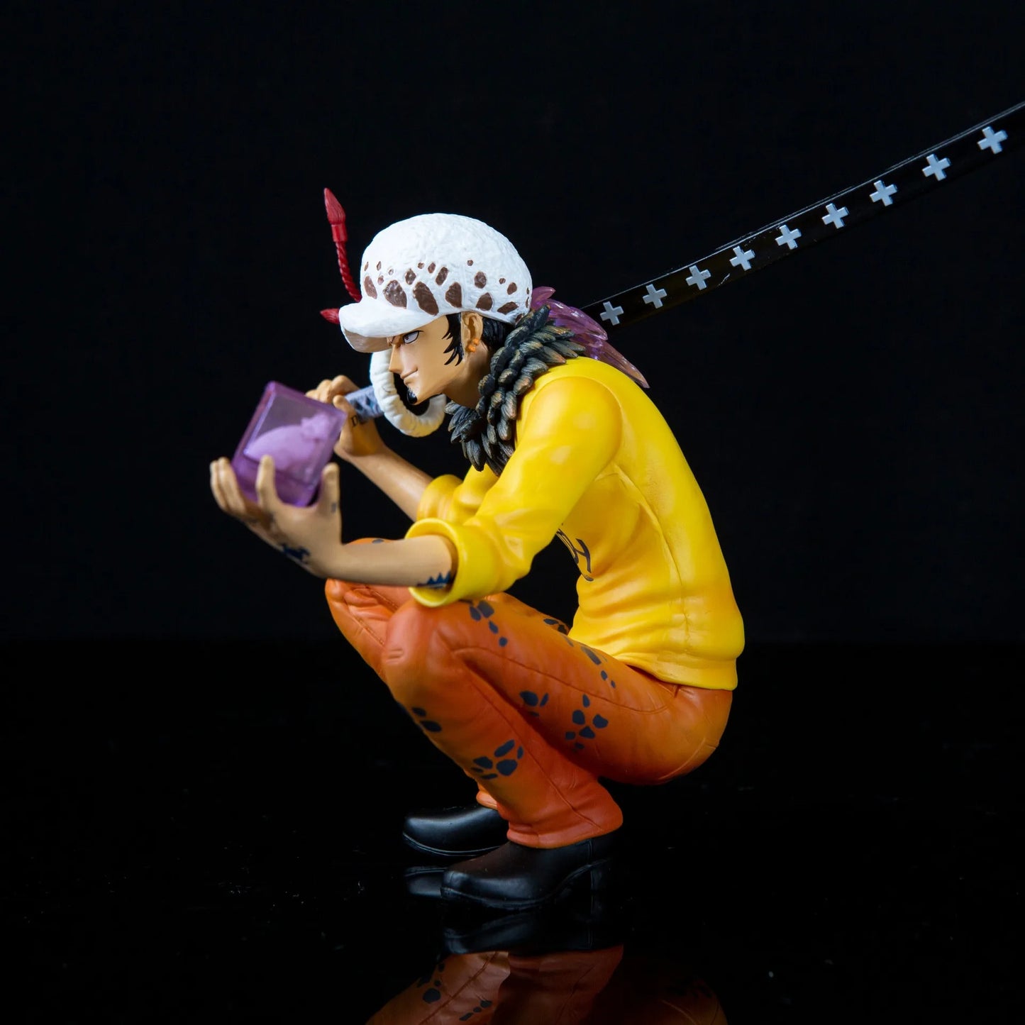 Cartoon Anime One Piece Trafalgar D Water Law Action Figure Squatting Take Knife PVC Manga Statue Figurine Collectible Model Toy - One Piece Merchandise - Free Shipping Buy Now