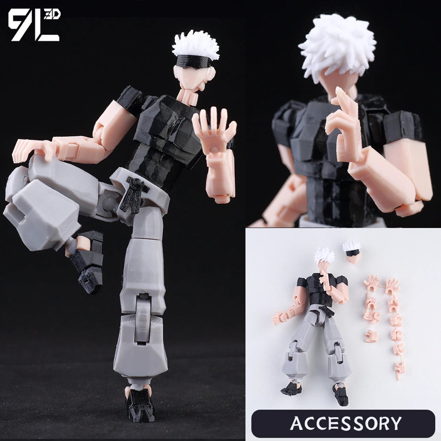 9L 3D-gedruckte Roronoa Zoro One Piece Lucky Dummy, 13 bewegliche Shapeshift-Actionfiguren, Schaufensterpuppen-Spielzeug für Anime-Liebhaber